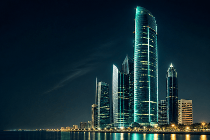 Abu Dhabi skyline at night