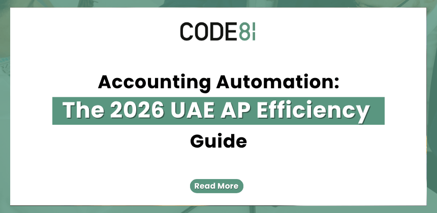 Text-based graphic displaying the title “Accounting Automation: The 2026 UAE AP Efficiency Guide” by Code81.